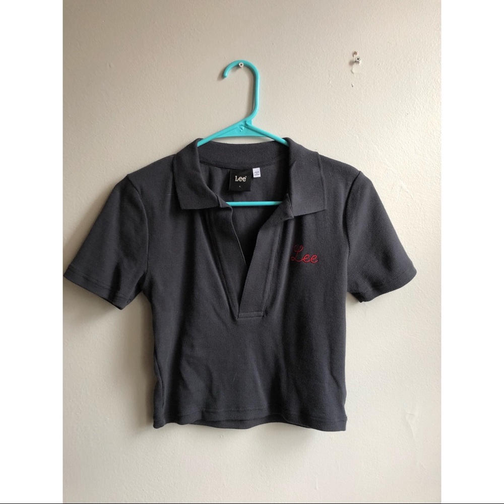 LEE GREY V NECK CROP TOP